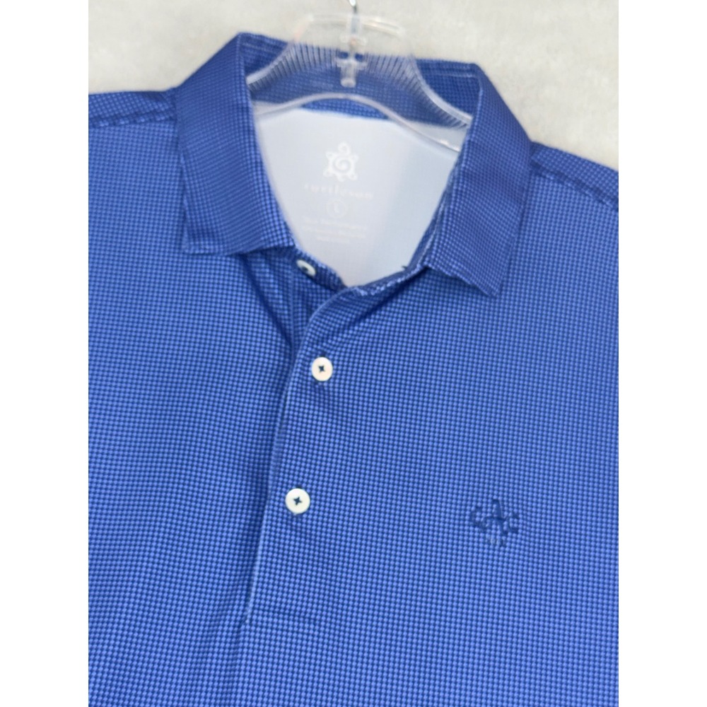 Turtleson Performance Mens Large Blue Micro Houndstooth Augusta CC Polo Shirt